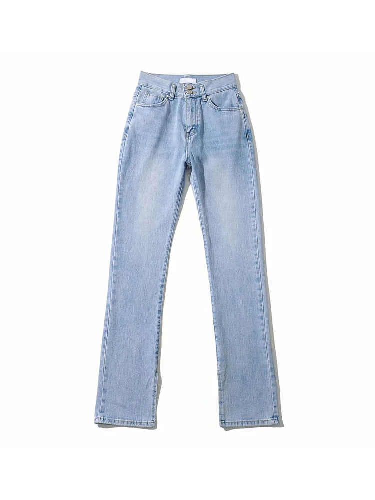 Goplus Jeans Woman High Waist Jeans Streetwear Light Blue Denim Trousers Vintage Split Flare Pants Women Korean Pantalon Femme