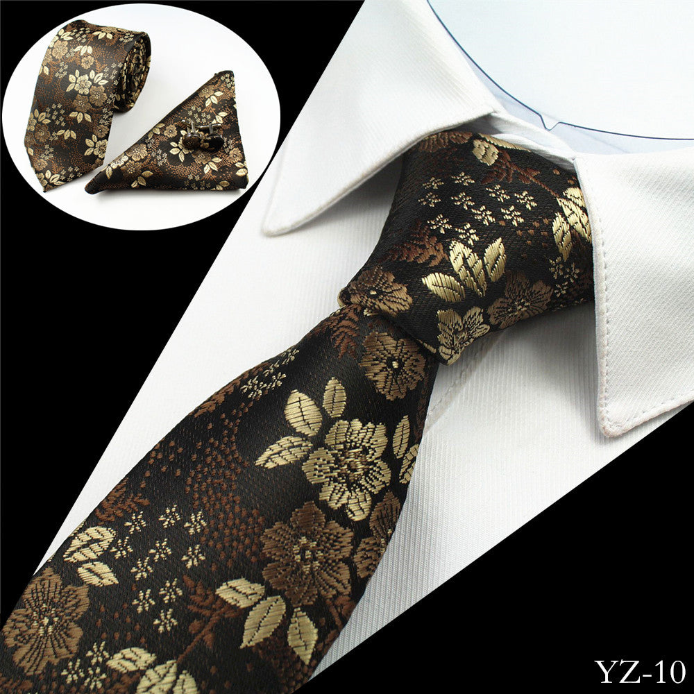 Gusleson 2017 Mans Tie Floral 100% Silk Jacquard Necktie Gravata Corbatas Hanky Cufflinks Tie Set For Men Formal Wedding Party