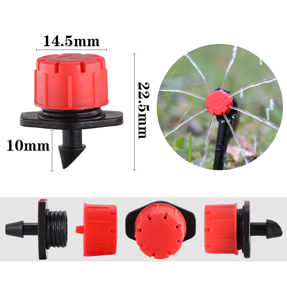 Garden Drip Irrigation System 1/4'' Hose Micro Mist Spray Cooling Watering Kit Adjustable Sprinkler Dripper With Tee Connector