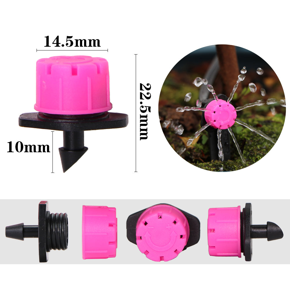Garden Drip Irrigation System 1/4'' Hose Micro Mist Spray Cooling Watering Kit Adjustable Sprinkler Dripper With Tee Connector