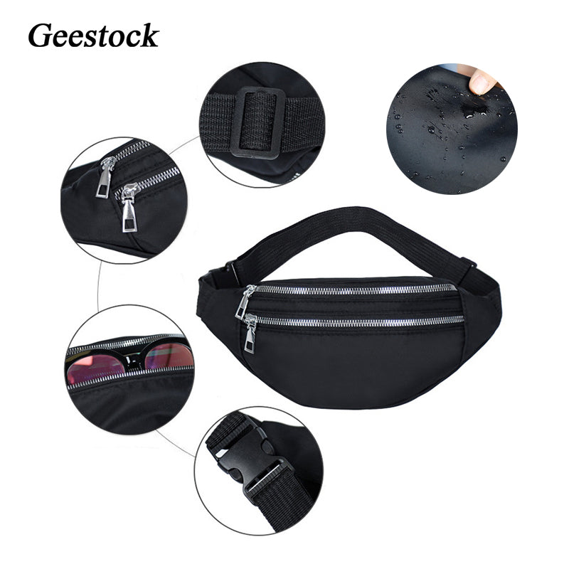 Geestock Сумка Поясная Women'S Waist Bag Nylon Fanny Packs Casual Women'S Chest Bags Man Belt Pouch Travel Hip Bag Sport Bum Bag