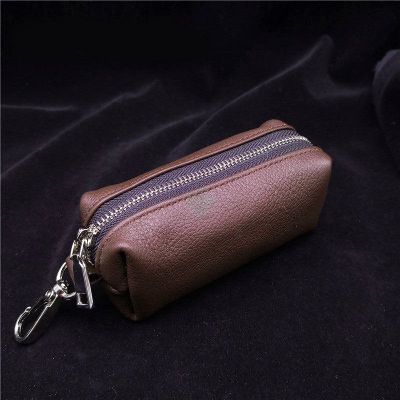 Genuine Leather Car Key Cover Keychain Housekeeper Bag Zipper Organizer Case Edc Pouch Key Holder Wallet Men Women