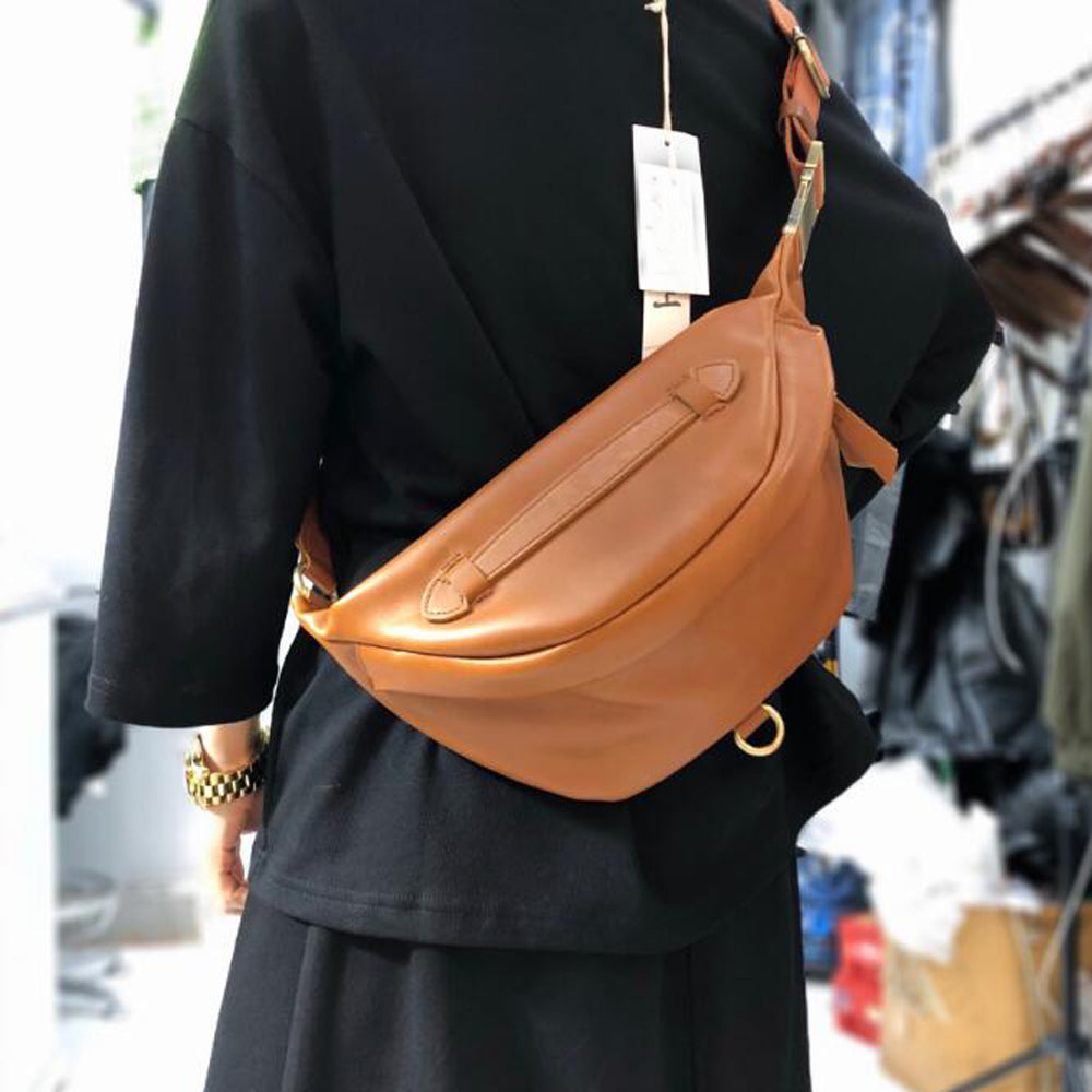 Genuine Leather Chest Shoulder Bag For Woman Cool Crossbody Packs High Quality Cowhide Female General Belt Saddle Shoulder Bags