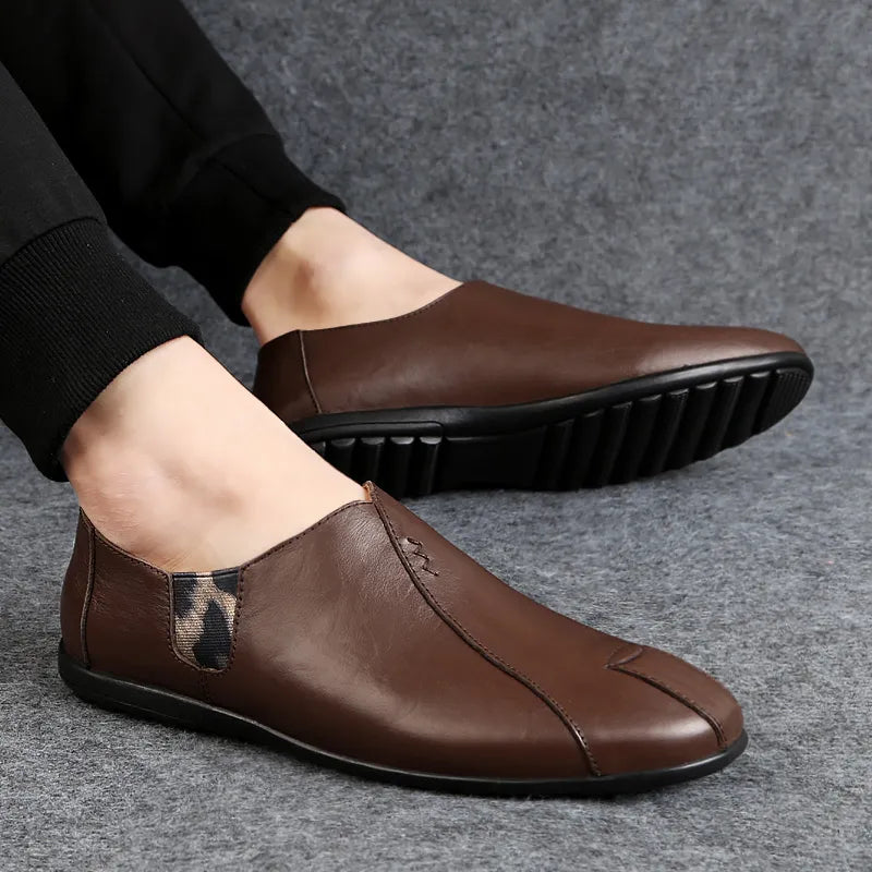 Genuine Leather Men Casual Shoes Luxury Brand 2022 Mens Loafers Moccasins Breathable Slip On Lazy Driving Shoes Plus Size 38-47