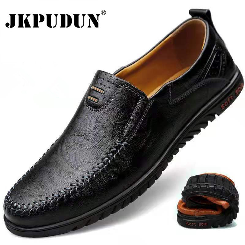 Genuine Leather Men Shoes Luxury Brand 2022 Casual Slip On Formal Loafers Men Moccasins Italian Black Male Driving Shoes Jkpudun