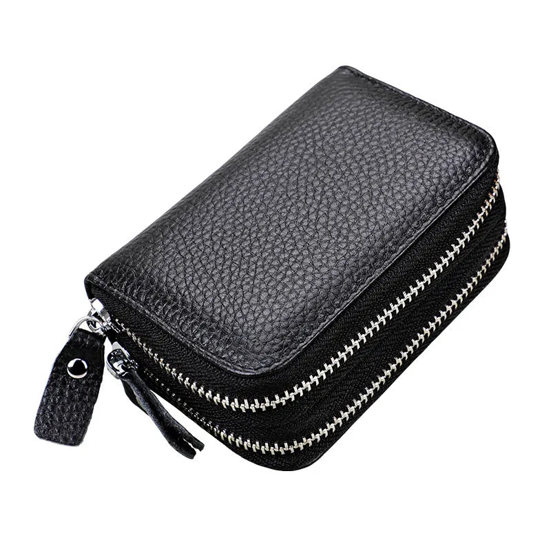 Genuine Leather Rfid Women&#39;S Zipper Card Wallet Small Change Wallet Purse For Female Short Wallets With Card Holders Woman Purse