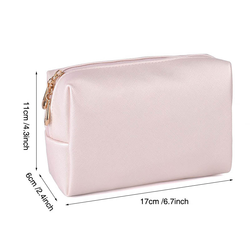 Girls Cute Pink Cosmetic Bag Pu Leather Makeup Handbag Women Travel Toiletry Storage Pouch Waterproof Organizer Make Up Case