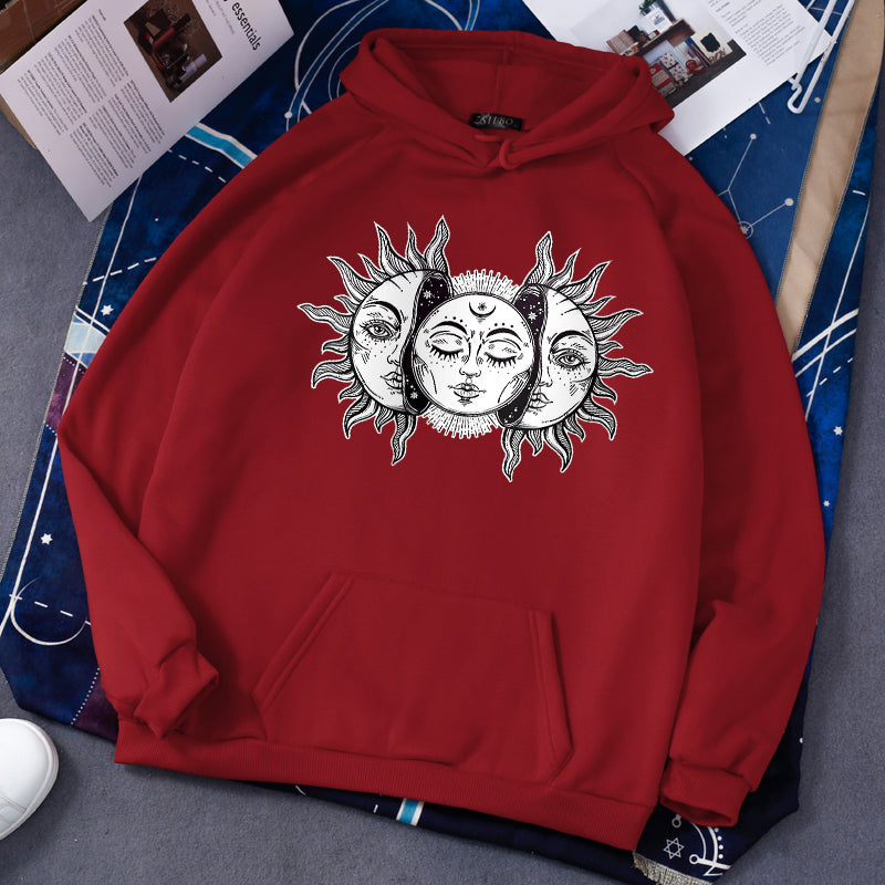Gothic Style Hoodies Sun And Moon Print Hooded Sweatshirt Harajuku Horror Dark Oversize Ladies Sweatshirt Vintage Fashion Hoodie