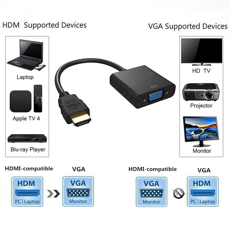 Hdmi-Compatible To Vga Cable Converter Digital Analog Hd 1080P For Pc Laptop Tablet Hdmi-Compatible Male To Vga Famale Adapter