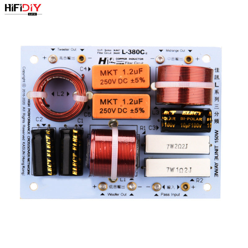 Hifidiy Live  L-380C 3 Way 3 Speaker Unit (Tweeter + Mid +Bass )Hifi Home Speakers Audio  Frequency Divider Crossover Filters