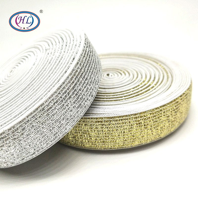 Hl 20Mm/25Mm Width 5 Meters  Gold/Silver High Quality Nylon Elastic Bands For Garment Trousers Sewing Accessories Diy
