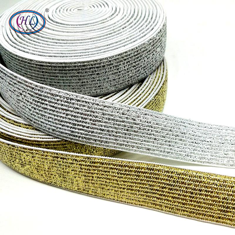 Hl 20Mm/25Mm Width 5 Meters  Gold/Silver High Quality Nylon Elastic Bands For Garment Trousers Sewing Accessories Diy