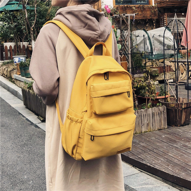 Hocodo Solid Color Backpack For Women 2021 Waterproof Nylon Multi Pocket Travel Backpacks Large Capacity School Bag For Teenage