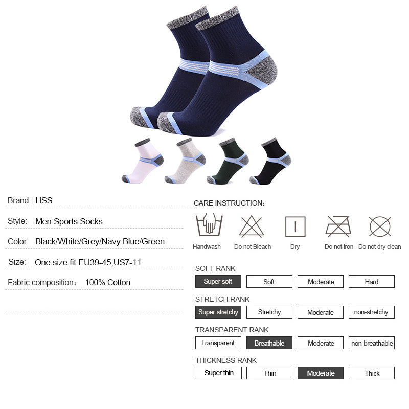 Hss 5Pairs / Lot Combed Cotton Men'S Socks 2021 New Casual Breathable Active Socks High Quality Man Stripe Long Sock Eu39-45