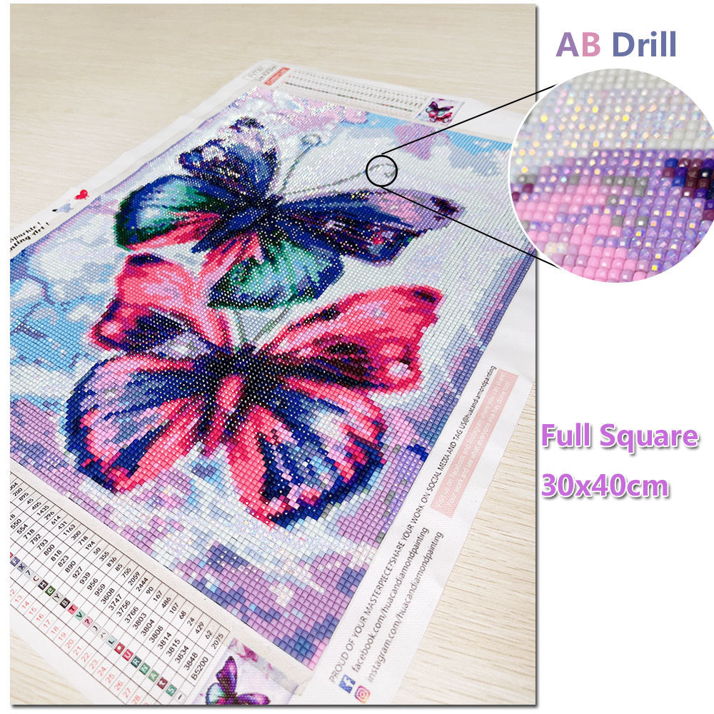 Huacan 5D Diy Full Square Diamond Painting Animal Butterfly Mosaic Diamond Embroidery Decor Home Picture Of Rhinestone Handmade