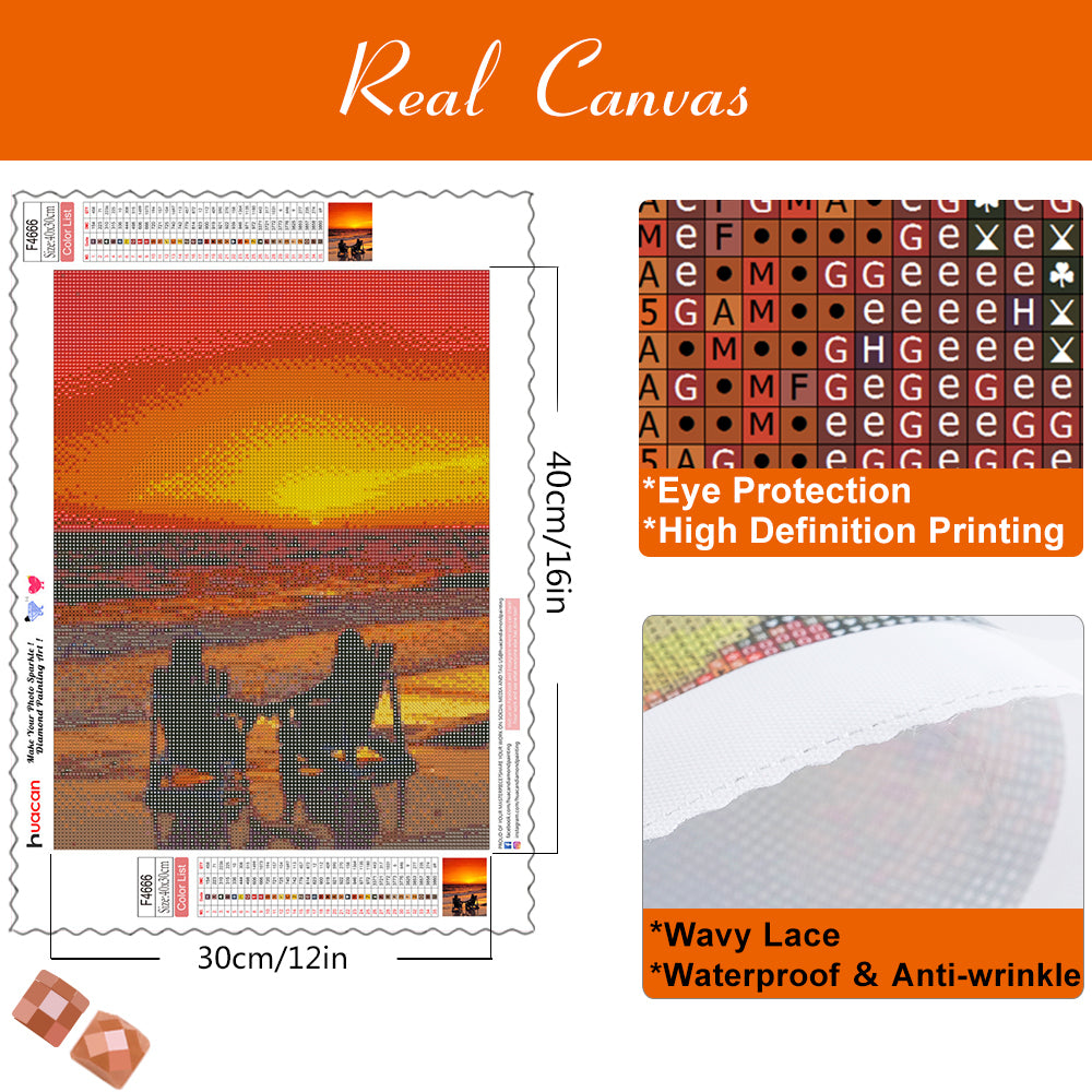 Huacan Diamond Painting Full Drill Square Landscape 5D Diy Diamond Embroidery Seaside Sunset Picture Of Rhinestone Sunrise