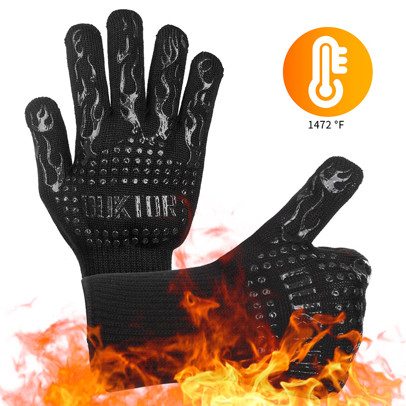 Heat Resistant Bbq Gloves Cooking Baking Barbecue Oven Gloves Thick Silicone Grill Kitchen Mitts Hand Protect Gloves Bbq Tool