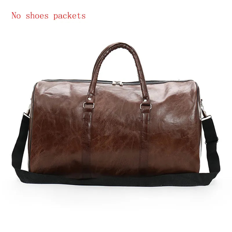 High Capacity Travel Bag Luggage Unisex Leisure Fitness Weekend Bag Business Suitcase Soft Leather Travel Duffels Shoulder Bags