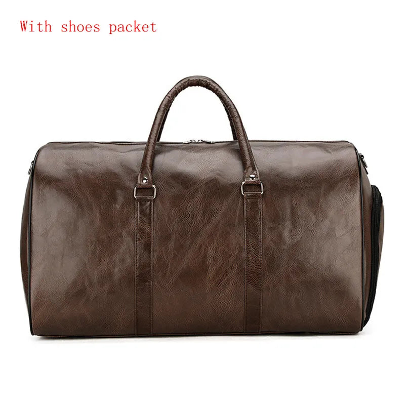 High Capacity Travel Bag Luggage Unisex Leisure Fitness Weekend Bag Business Suitcase Soft Leather Travel Duffels Shoulder Bags