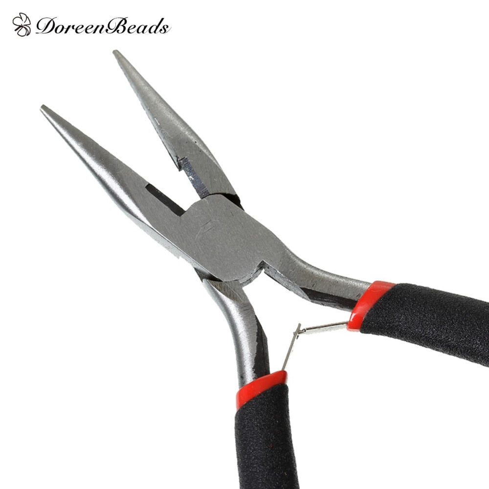 High Quality Stainless Steel Flat Nose Pliers Practical Jewelry Making Hand Tools Black 12.5Cm(4 7/8") Long, 1 Piece
