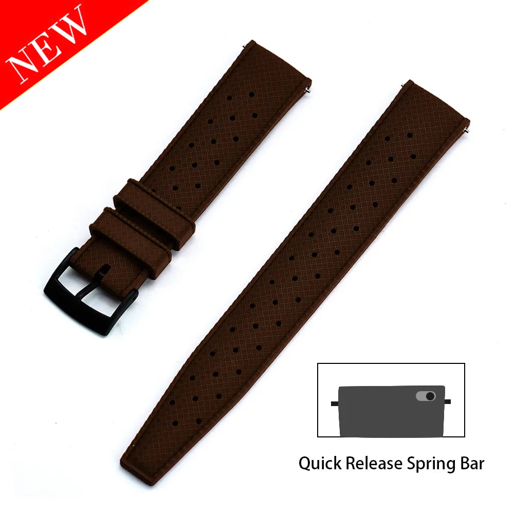 High Quality Waterproof Tropic Fluorine Rubber Strap 20Mm 22Mm Quick Release Spring Fkm Watch Band For Men&#39;S Seiko Diving Watch