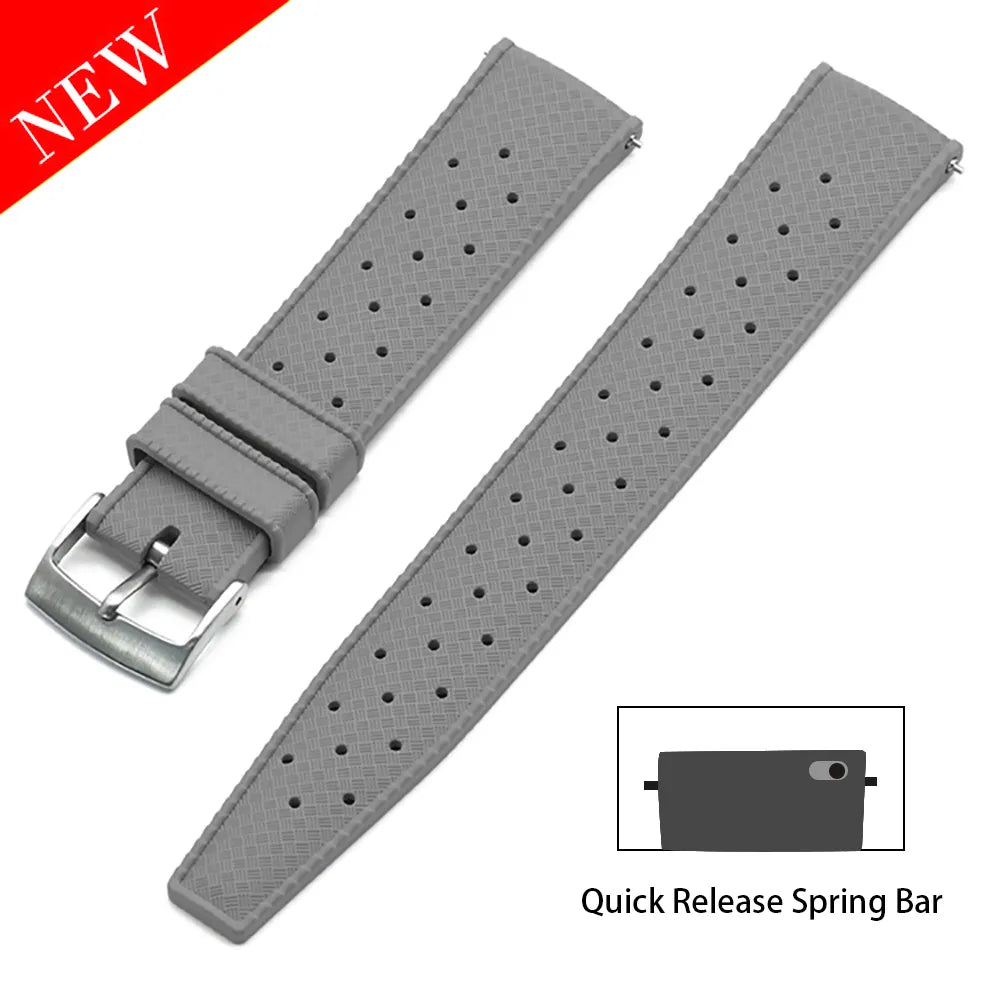 High Quality Waterproof Tropic Fluorine Rubber Strap 20Mm 22Mm Quick Release Spring Fkm Watch Band For Men&#39;S Seiko Diving Watch