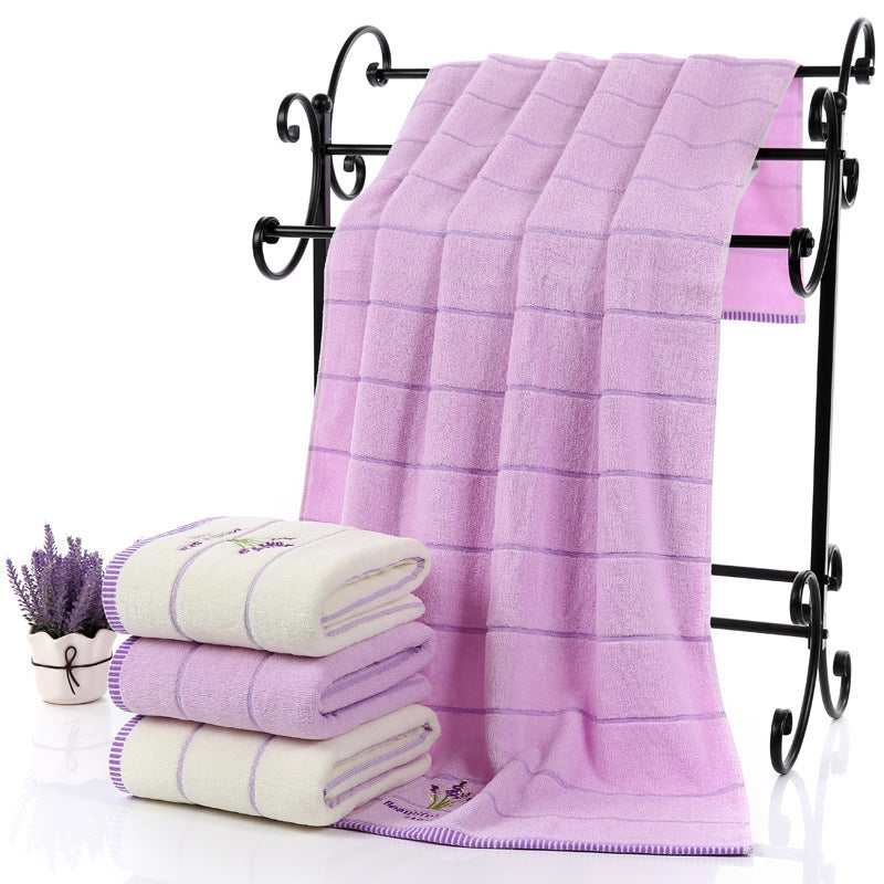 High Quality Luxury 100% Lavender Cotton Fabric Towel Set Bath Towels For Adults/Child 1Pc Face Towel 2Pcs For Bathroom 3 Pieces