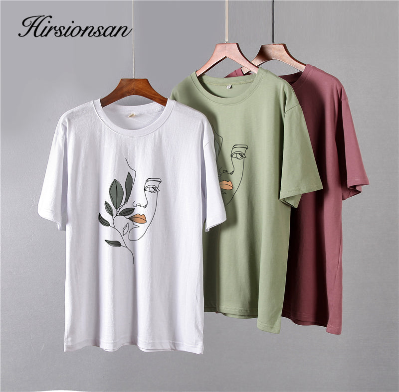 Hirsionsan Gothic Graphic T Shirt Women 2023 Summer New Oversized Cotton Tees Casual Aesthetic Character Printed O Neck Tops