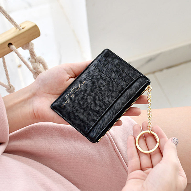 Hot Brand Soft Leather Mini Women Card Holder Cute Credit Id Card Holders Zipper Slim Wallet Case Change Coin Purse Keychain