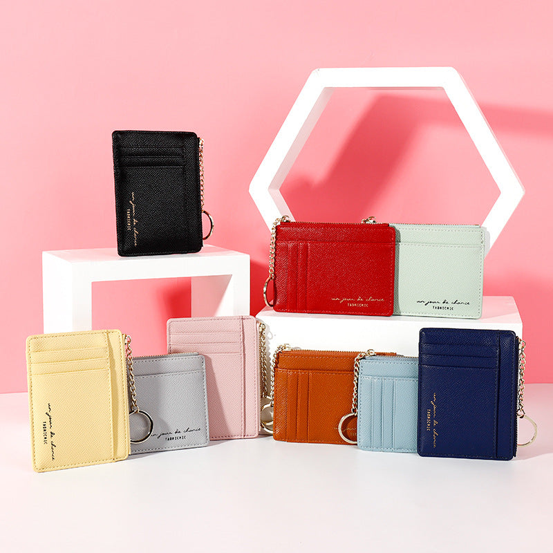 Hot Brand Soft Leather Mini Women Card Holder Cute Credit Id Card Holders Zipper Slim Wallet Case Change Coin Purse Keychain