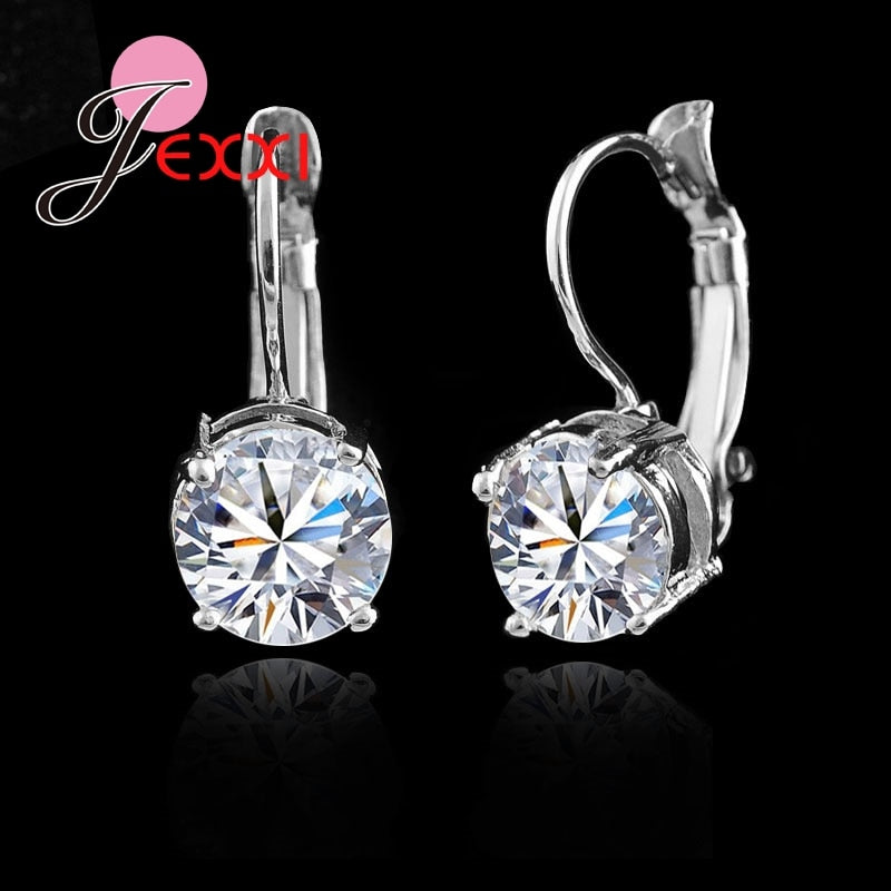 Hot Sale 925 Sterling Sliver Fashion Jewelry Shining Micro Clear Crystal Silver Clip Earrings For Women Party Factory Price