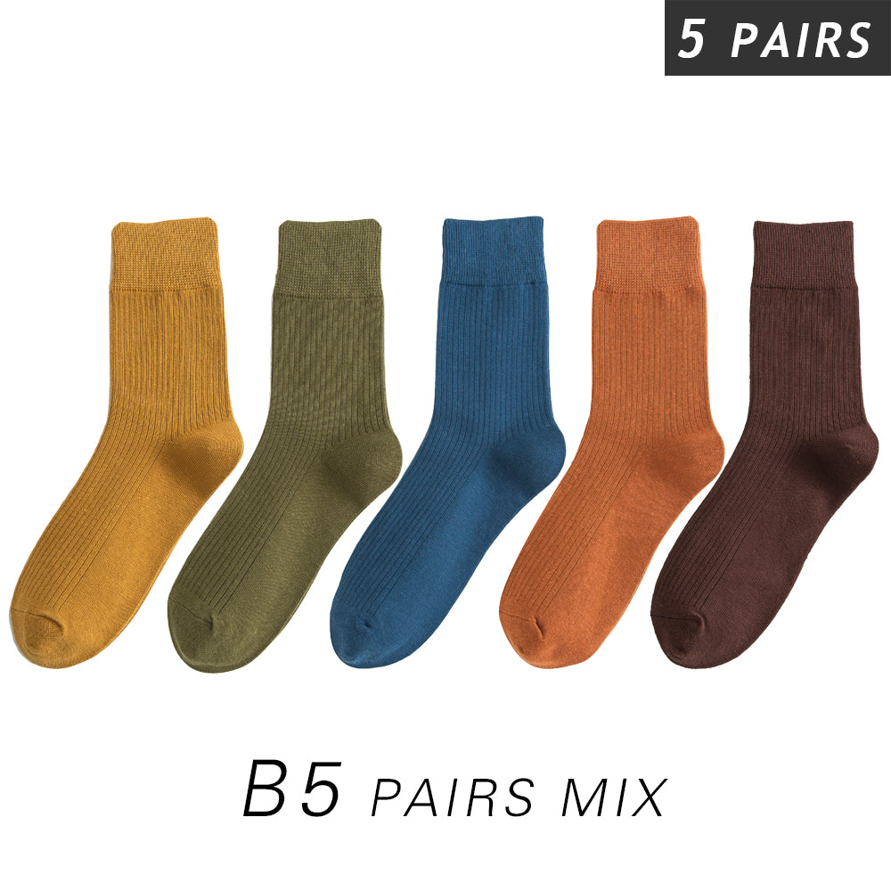 Hot Sale New Autumn Winter Men'S Warm Socks For Man Colorful High Quality Double Needle Casual Sports Cotton Socks 5 Pairs