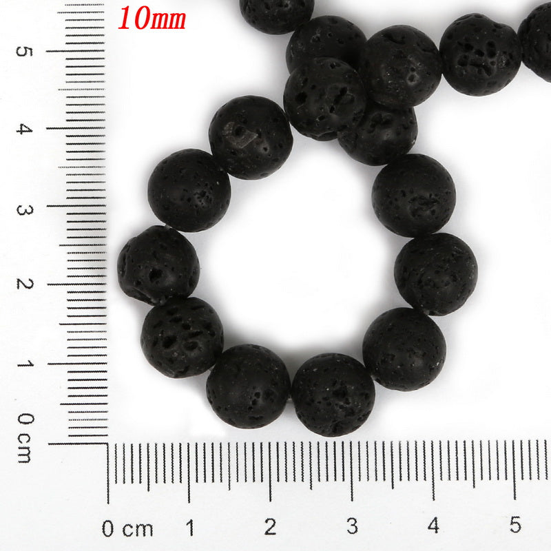 Hot Selling Black Volcanic Lava Stone Round Beads 4Mm/6Mm/8Mm/10Mm/12Mm Stone Beads Diy Jewelry Bracelet Making 39Cm/String