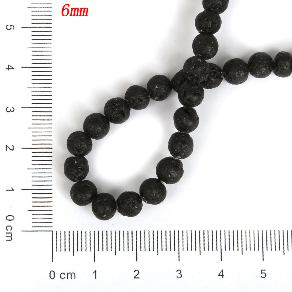 Hot Selling Black Volcanic Lava Stone Round Beads 4Mm/6Mm/8Mm/10Mm/12Mm Stone Beads Diy Jewelry Bracelet Making 39Cm/String
