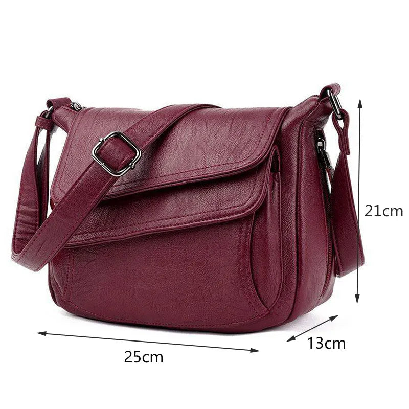 Hot Women Leather Messenger Bag Luxury Handbags Designer High Quality Female Vintage Crossbody Bags For Women Flap Shoulder Bags