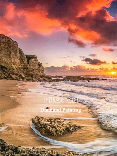 Huacan 5D Diamond Painting Scenery Sunset Embroidery Sale Needlework Mosaic Rhinestones Pictures Home Decor
