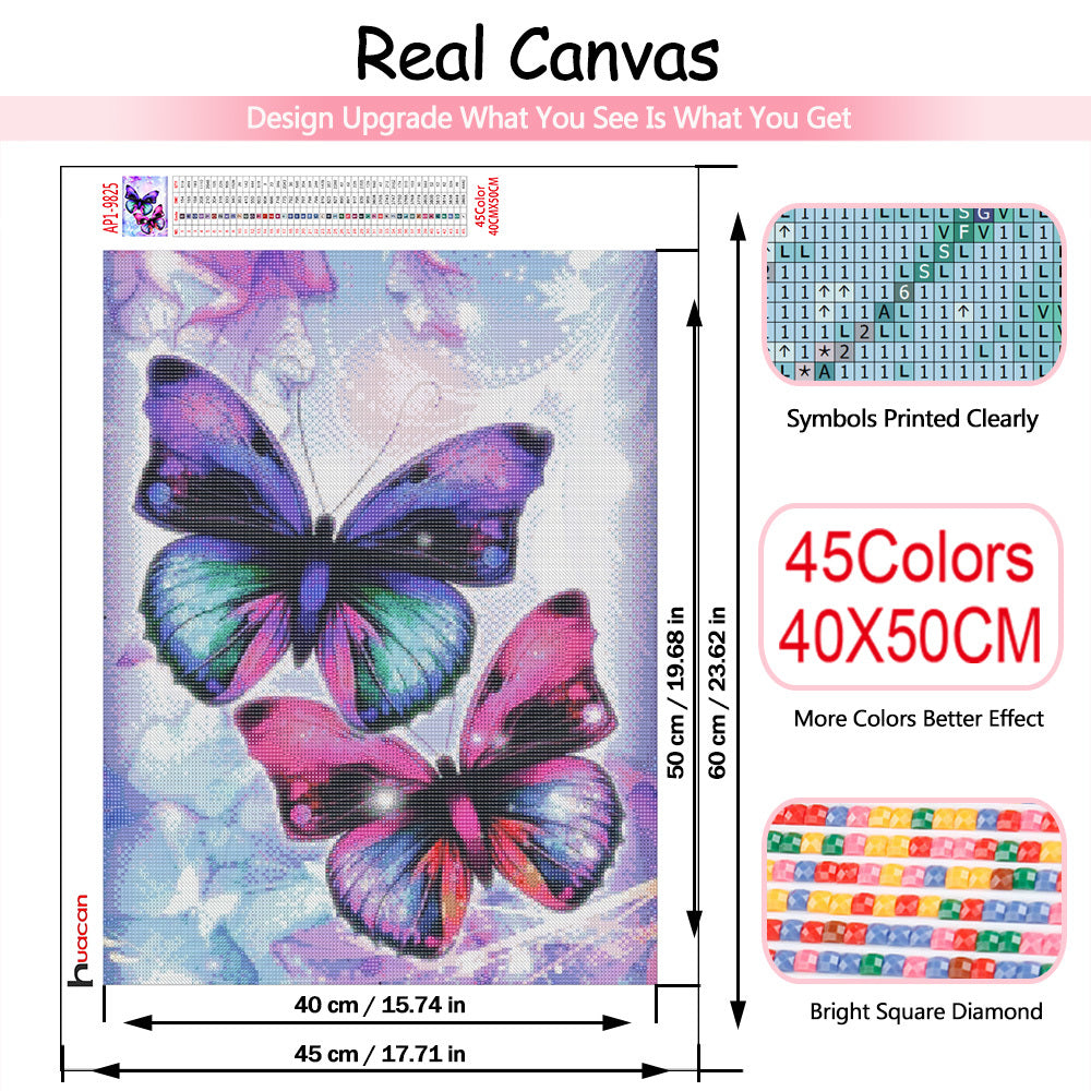 Huacan Diy Diamond Painting Butterfly And Flower 5D Full Square Rhinestones Diamond Embroidery  Mosaic Cross Stitch Home Decor
