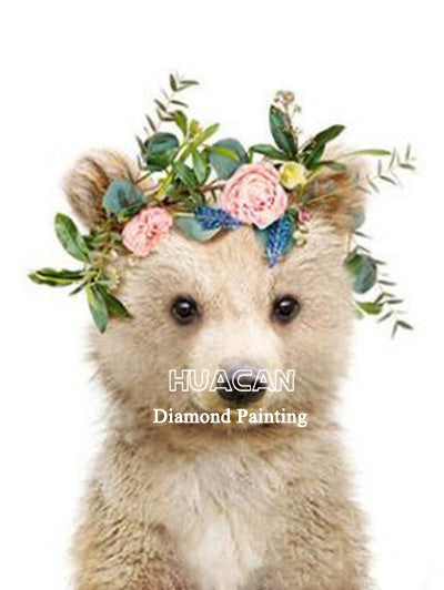 Huacan Diamond Painting Animal Rabbit Mosaic Flower Embroidery Elephant Bear Diamond Art Full Drill Handmade Gift
