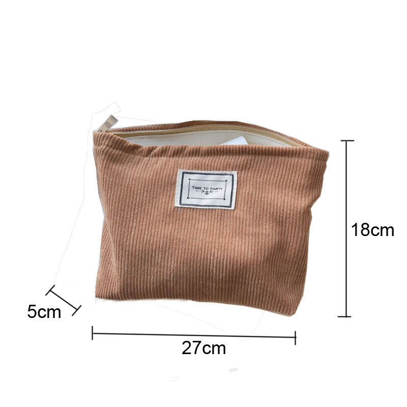 Hylhexyr Large Women Corduroy Cloth Cosmetic Bag Zipper Make Up Bags Travel Washing Makeup Organizer Beauty Case Solid Color