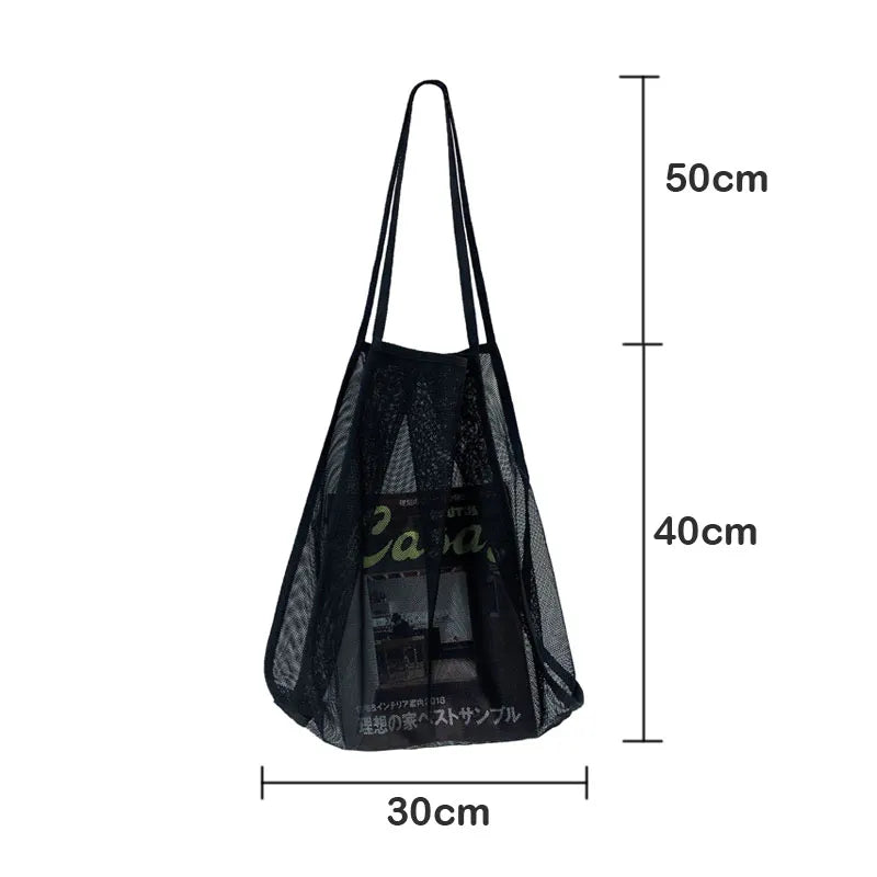 Hylhexyr Women&#39;S Shoulder Bag Mesh Totes Net Beach Bag Foldable Handbag Fruit Grocery Shopping Bags Fashion Large Capacity