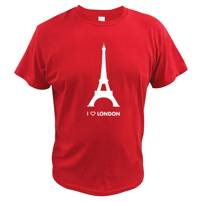 I Love London T Shirt Eiffel Tower Funny Design Fashion Tshirt Homme Cotton Soft Hipster Camiseta Us Size