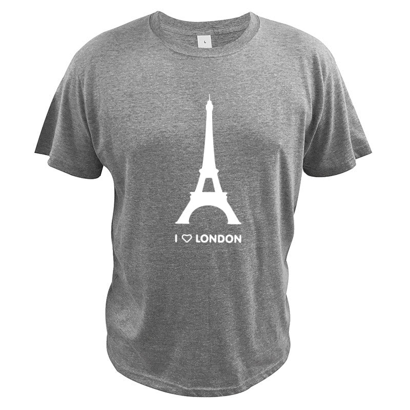 I Love London T Shirt Eiffel Tower Funny Design Fashion Tshirt Homme Cotton Soft Hipster Camiseta Us Size