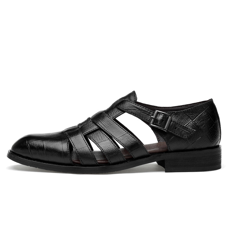 Italian Style Fashion Genuine Leather Sandals For Men Business Dress Sandals Handmade Leather Shoes Men Sandalias Big Size 35-47