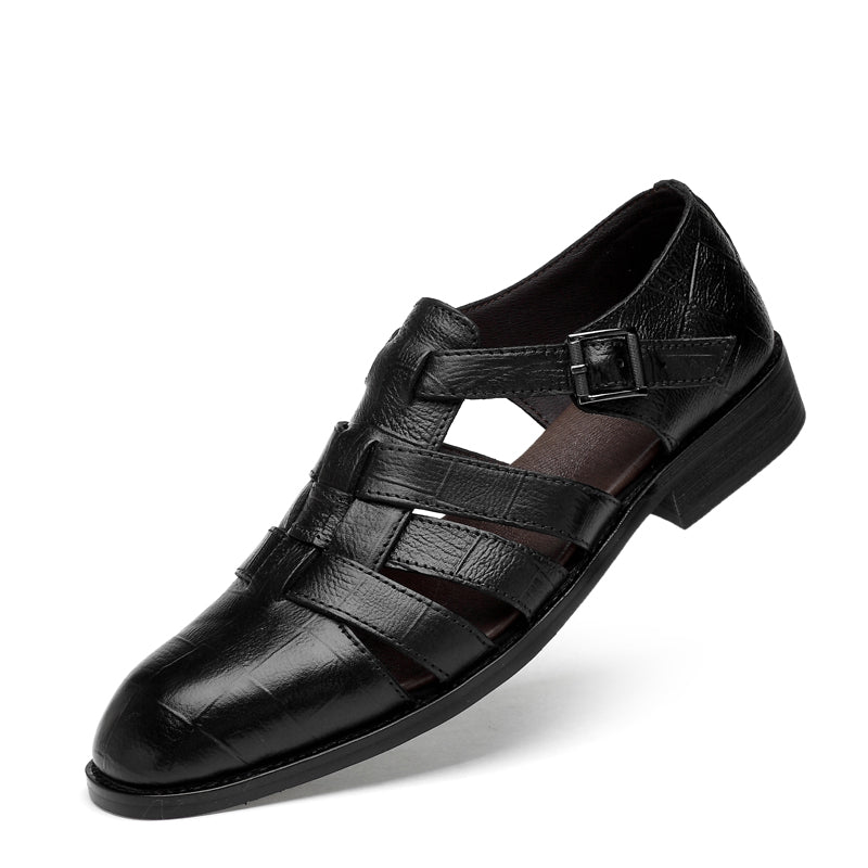 Italian Style Fashion Genuine Leather Sandals For Men Business Dress Sandals Handmade Leather Shoes Men Sandalias Big Size 35-47