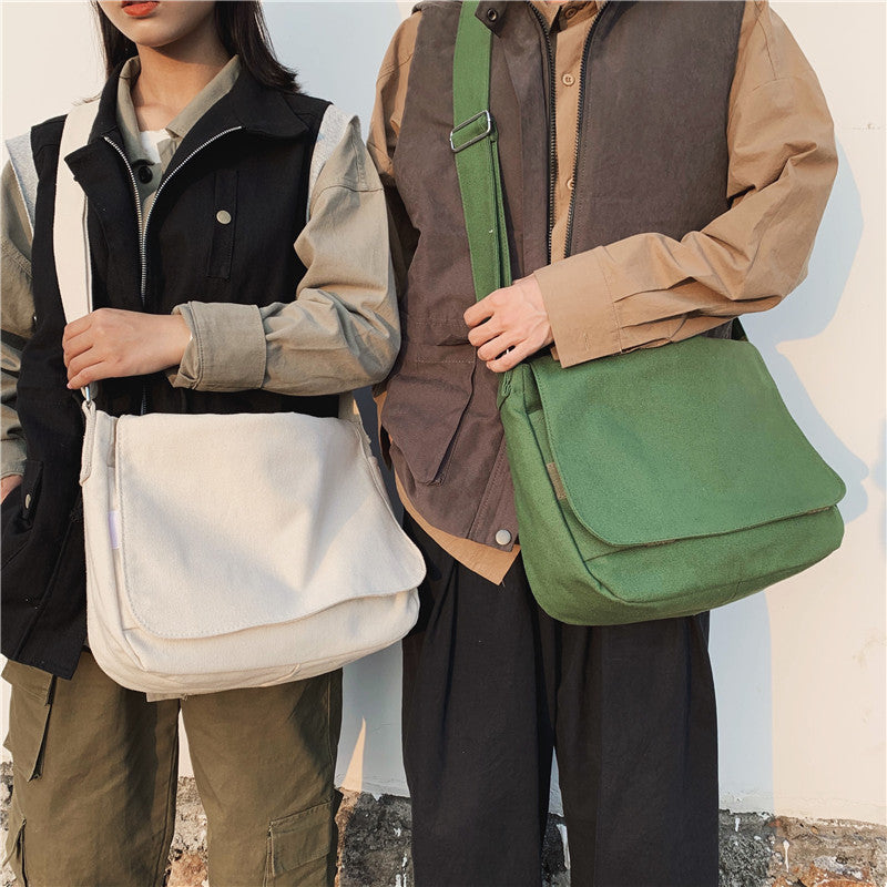 Japanese Canvas Shoulder Crossbody Bag For Women 2023 Cotton Cloth Men Student Satchels Unisex Cross Large Woman Messenger Bags