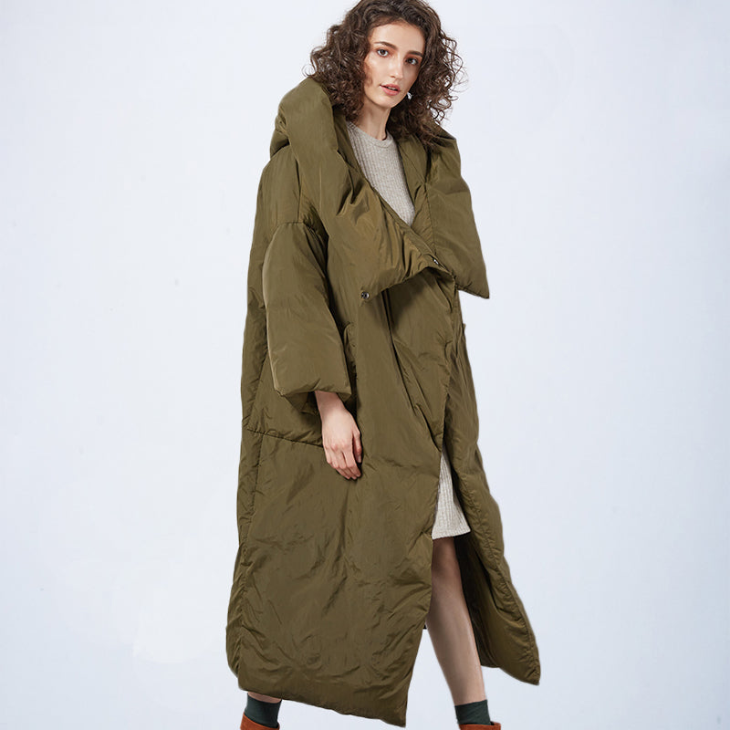 Kjmyyx 2023 New Winter Womens Oversized Hooded Parkas Coats  Female Fashion Solid Warm Jackets Plus Size Long Sleeve Stree