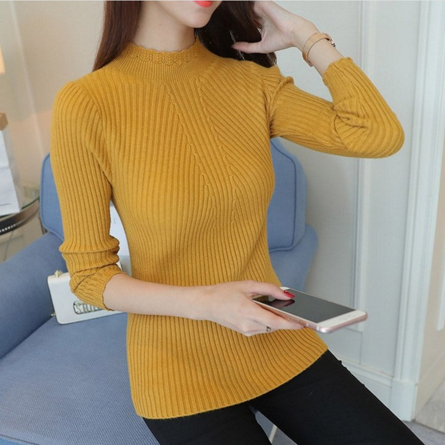 Knitted Sweater Turtleneck Women Winter Autumn 2020 Long Sleeve Female  Slim Thin Ladies Tops Woman Pullovers Pull Femme Hiver