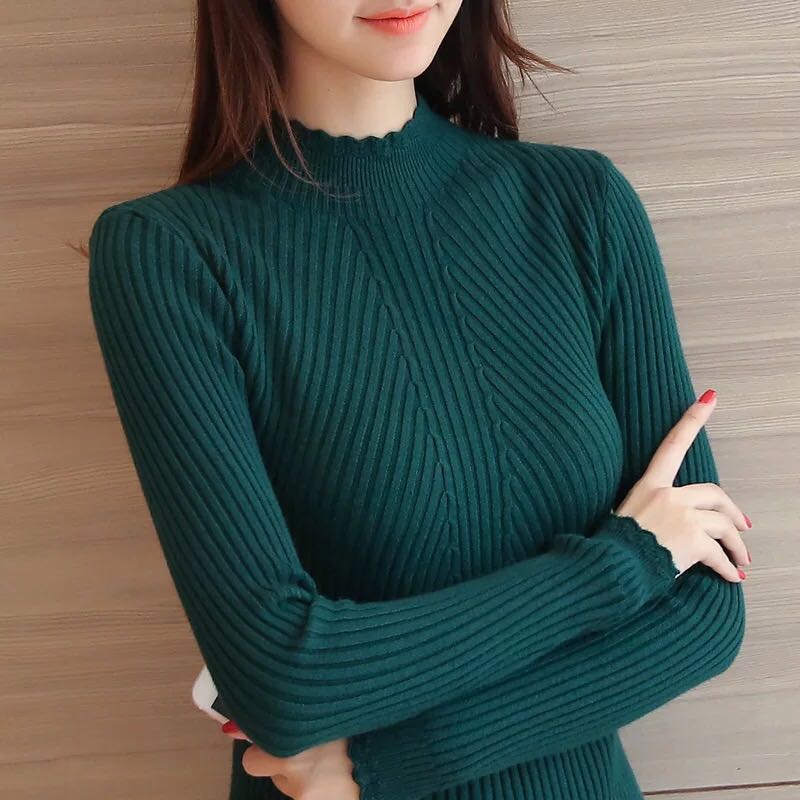 Knitted Sweater Turtleneck Women Winter Autumn 2020 Long Sleeve Female  Slim Thin Ladies Tops Woman Pullovers Pull Femme Hiver
