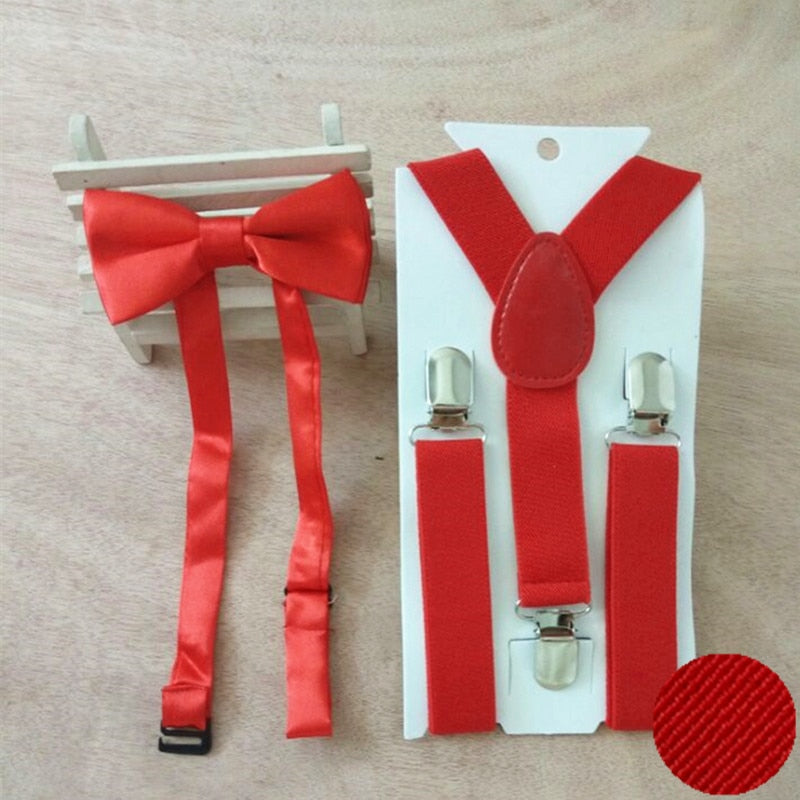Lb001- S Size Hot Sale Solid Color Kids Supenders And  Bowtie Sets For Baby Y-Back Braces For Wedding 100Sets/Lot