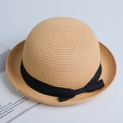 Lady Boater Sun Caps Ribbon Round Flat Top Straw Fedora Panama Hat Summer Hats For Women Straw Hat Snapback Gorras Sun Hats